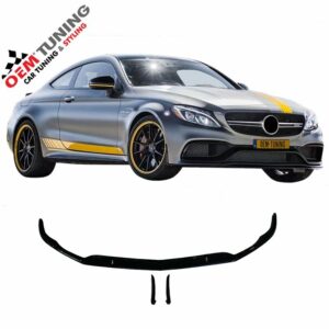 Frontspoiler Lip geschikt voor C-Klasse C63 AMG | 14-23 | Hoogglans Zwart | Alleen voor originele C63